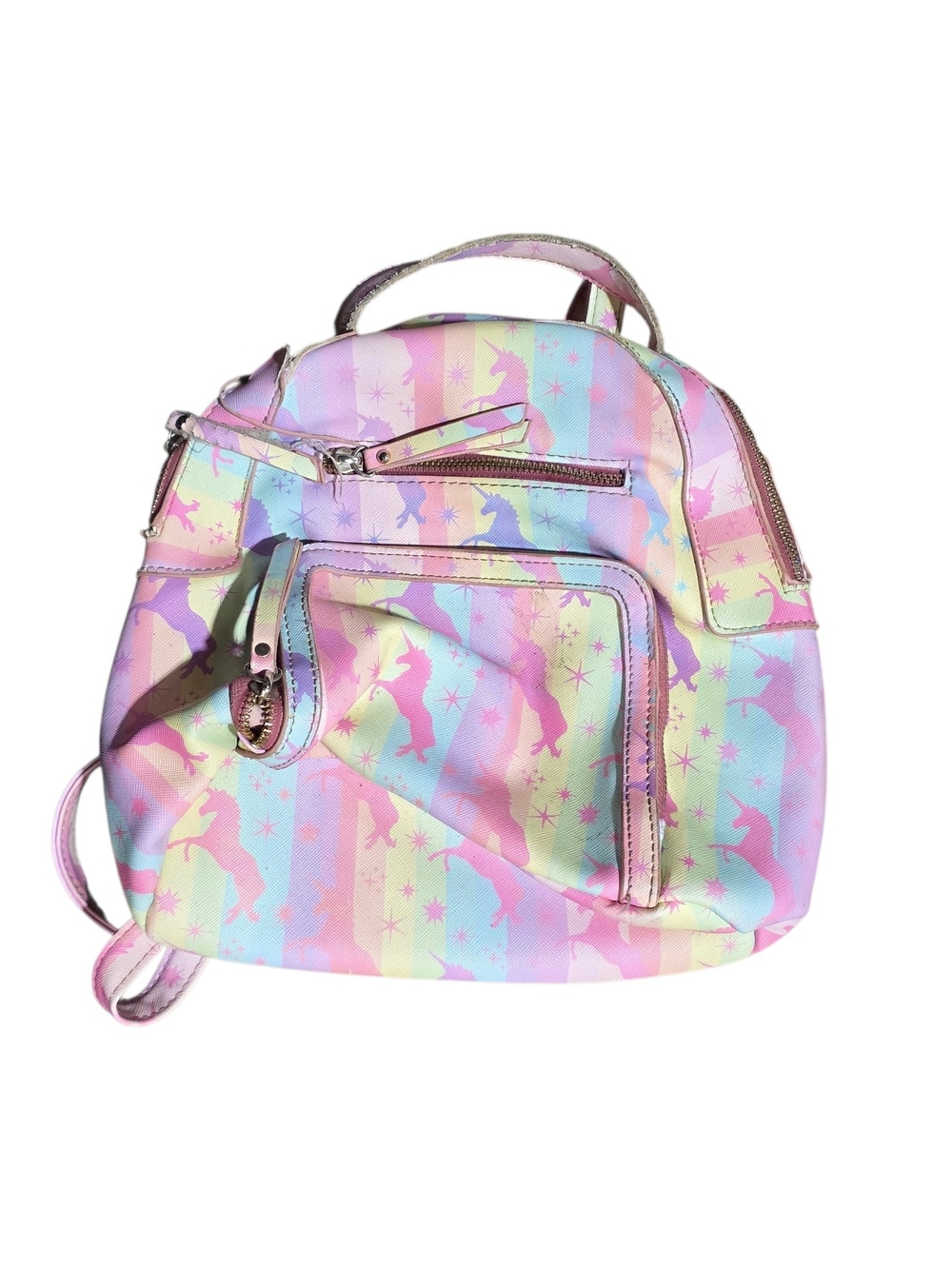 Pastel Unicorn Print Mini Backpack - Multicolor